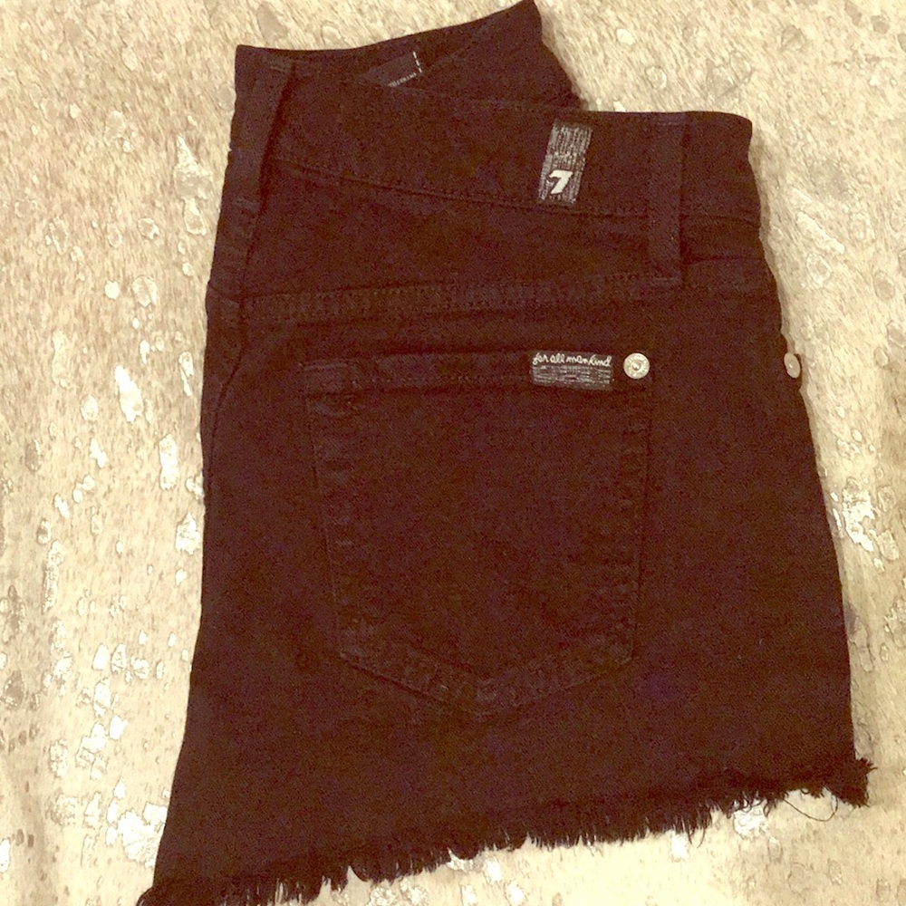 7 For All Mankind - Cutoff Black Denim Shorts